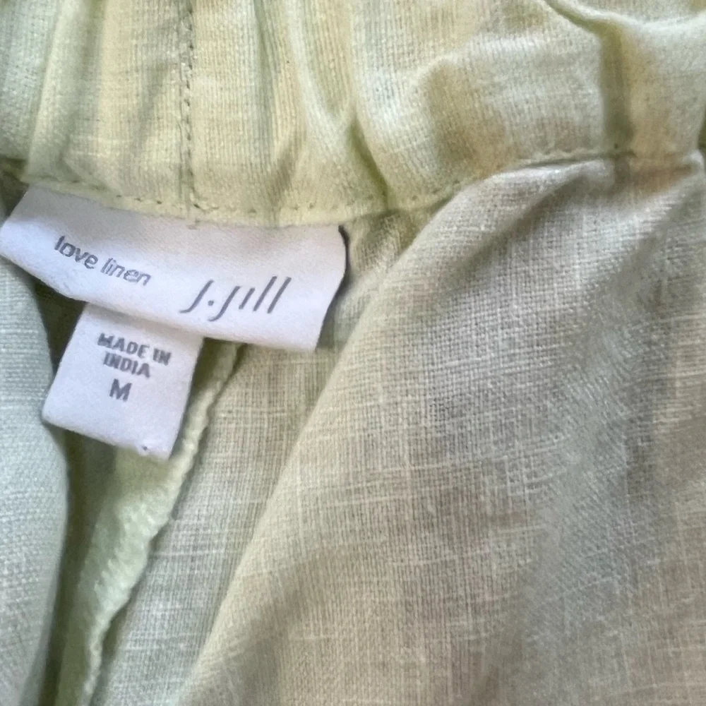 J Jill Love Linen Womens 100% Linen Pull On Ankle Pants Light Green Sz M